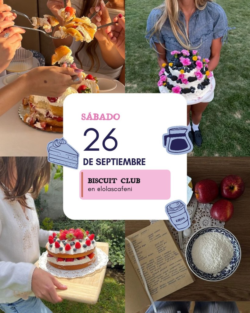 Post de Biscuit Club con un collage de pasteles del sábado 26 de septiembre, diseño para Instagram